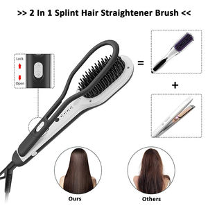 Nouvel arrivage <span class=keywords><strong>Brosse</strong></span> à lisser <span class=keywords><strong>Afro</strong></span> Anion 2 en 1 360 manche rotatif Peigne à lisser les cheveux en fer plat - Product Image 4