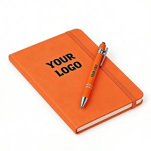 Embossed Logo Elastic Band Close High Quality Business A6 PU <b>Leather</b> Notebook Planner Diary <b>Notepad</b> - Product Image 1