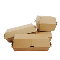 Boîte à hamburger pliable jetable en carton ondulé écologique avec logo personnalisé, gaufrage et pelliculage mat pour livraison rapide de repas