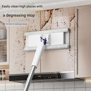 Vadrouille de nettoyage de sol à serrage automatique Lingettes remplaçables Recharge de serviettes Chiffon non tissé Tissu humide Essuie-glace de fenêtre Vadrouille plate jetable - Product Image 3