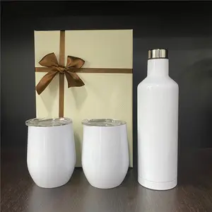 미국 창고 와인 머그잔 세트 화이트 빈 승화 17oz 500ml 컵 텀블러 선물 세트 화이트 승화 전송