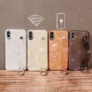 Yeni sıcak satış yıldızlı parlak bilek bandı kayışı silikon cep telefonu kılıfı arka kapak iPhone X XS XR 11 pro Max halka ile