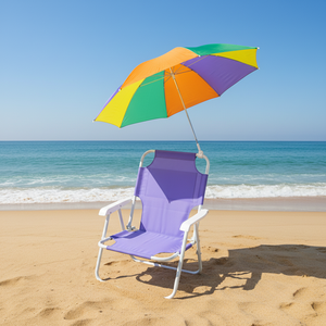 Fabrieksgroothandel op maat gemaakte Braziliaanse kinderstrandstoel met blauw-paarse kleur en zonnescherm - Product Image 1