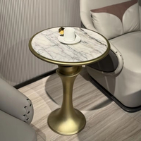 Kenaz table d'angle ronde de luxe moderne table d'appoint pour canapé en marbre naturel pour la maison meubles d'hôtel table basse en métal
