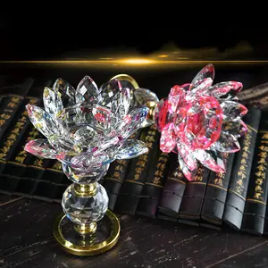 Hy Nieuwe Chinese Crystal Lotus Boter Lamp Voor Boeddha Witte Kaars Stand Home Boeddhistische Hal Verlichtingsarmaturen