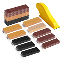 Kit de ponceuses à main de précision 101 pièces, blocs de ponçage à doigts 3-en-1 avec papier abrasif de grain 60-800 pour la rénovation de meubles, la sculpture sur bois