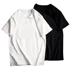 Haute couture marque unisexe à manches courtes noir blanc poids lourd T-Shirt entrepôt en gros impression 3xl coton tissu à manches courtes