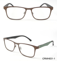 Gafas de lectura con montura cuadrada de metal de diseño clásico de marca, multicolor, de moda, con bisagras de resorte, para uso casual en la oficina