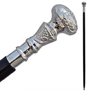 Bastones de madera a granel con bastones de acabado negro y bastones de mango plateado de forma redonda - Product Image 2