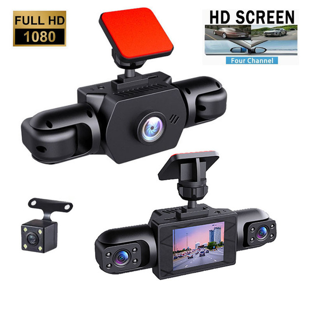 2-inch 4-lens 1080p Car DVR Night Vision 170 Angle Simultaneous Display Reversing Image Loop Recording Front/left/right/rear