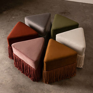 Modern Durable Triangular <strong>Mustard</strong> Velvet <strong>Footstool</strong> Ottoman Living Room Furniture Farmhouse Pouf Stools and Ottomans for Bedroom - Product Image 2