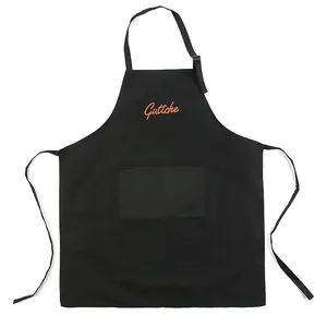 Wholesale Custom Logo Waterproof Restaurants Cotton Polyester Man Woman Black Blank Bib Kitchen Chef Cooking Aprons