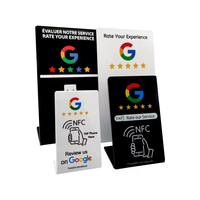 Support de carte NFC personnalisable pour avis Google avec code QR, sans contact, 213 215, support d'affichage en acrylique à tapoter