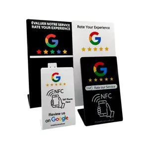 Aanpasbare Google Review Nfc Standkaart Met Qr-Code Contactloze 213 215 Tap Acryl Display Standkaart