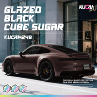 KUCAI 1.52*17 mètres Vinyle de covering automobile PET noir brillant effet sucre glace pour véhicules