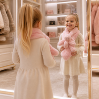 Écharpes d'hiver personnalisées en tricot chaud pour enfants, mignonnes, en peluche, lapin en fausse fourrure, longueur moyenne pour filles