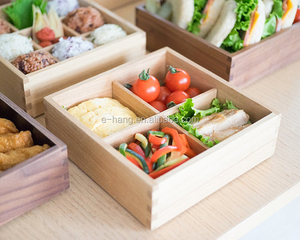 Lonchera de Madera OEM con 4 Compartimentos, Caja Bento Cuadrada, Contenedores de Almacenamiento de Alimentos Japoneses para Niños, Picnic - Product Image 5