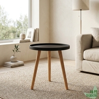 Table d'appoint ronde avec plateau surélevé, décoration d'intérieur populaire, table d'appoint de canapé pour salon, table basse à pieds en bambou, vente chaude