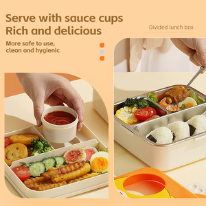 กล่องข้าวสแตนเลสลายการ์ตูนน่ารักแบบใหม่ พร้อมกล่องเบนโตะพลาสติกสแตนเลสสำหรับเด็ก - Product Image 2