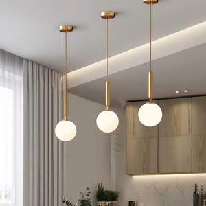 Rộng 5 Quả Cầu hiện đại tối giản đảo thanh đèn phòng ngủ ánh sáng cổ LED Mặt dây chuyền Alabaster đèn chùm - Product Image 4