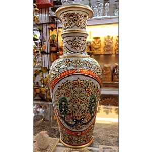 Vase décoratif artisanal en marbre Meenakari, design Art Déco, écologique, cadeau de mariage, Diwali, retraite, peint à la main, SwamiG - Product Image 3