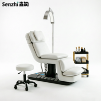 Nouveau Lit de Beauté Électrique à 3 Moteurs pour Extensions de Cils, Base Noire, Revêtement Cuir Marron, pour Salon de Beauté