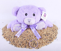 Ours en peluche géant personnalisé avec nœud papillon, ours en peluche violet lavande, jouet en peluche, jouet micro-ondable pour cadeau