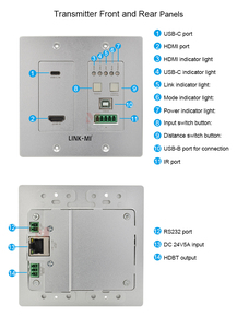 Kit d'extension murale vers boîtier jusqu'à 100 m avec entrées HDMI + <span class=keywords><strong>Type</strong></span>-<span class=keywords><strong>C</strong></span> et prise en charge <span class=keywords><strong>KVM</strong></span> 150 m sous 1080P, 100 m sous 4K60Hz - Product Image 5