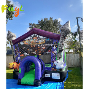 Maison de rebond hantée Offres Spéciales Halloween avec <span class=keywords><strong>toboggan</strong></span> à double face Vente directe d'usine gonflable - Product Image 2