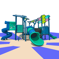 Équipement de jeu extérieur commercial pour enfants de 3 à 12 ans, grande structure de parc d'attractions, balançoire, acier galvanisé, toboggan LLDPE, 500 kg