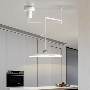 Lampe suspendue à bras mobile en forme de soucoupe à crème française, spectre complet, protection des yeux, design moderne minimaliste, lampe de table de bar et de salle à manger - Product Image 3