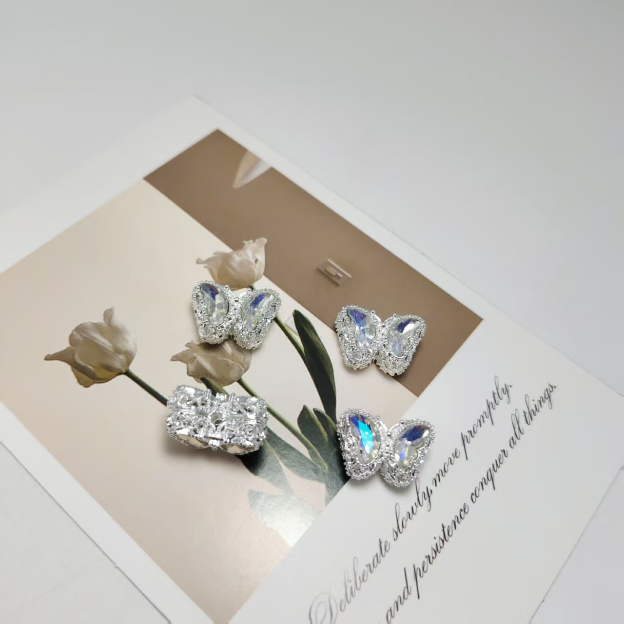Plaqué argent - Diamant blanc irisé