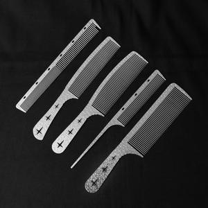 Pettine da barbiere in metallo di fascia alta di nuovo Design pettine da taglio a punta piatta in acciaio inossidabile pettine da taglio per lo Styling dei denti fini - Product Image 4