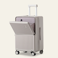 Valise trolley classique unisexe de 26 pouces avec logo personnalisé, en polycarbonate optique, durable, antivol, avec roulettes pivotantes