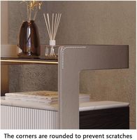 Mesita de Noche Moderna con Sensor Inteligente y Cajón de Madera, Mesita de Noche con Tapa de Cristal, Mesa Auxiliar Minimalista, Mesita de Noche de Cuero