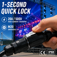 Connecteur à verrouillage rapide LP20, étanche IP68, 2, 3, 4, 5 broches, prise d'alimentation aviation 20A, affichage LED M20, éclairage extérieur