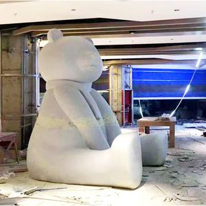 Escultura de Resina de Oso Sentado Grande, Figura Animal Contemporánea, Decoración Artística para Piso - Product Image 3