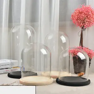 Glass Dome Factory Wholesale Custom Sizes Glass Dome Cloche With Wooden Base Hand Blown Promotion Glass Dome