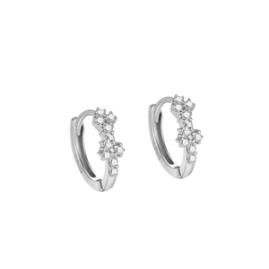 NUEVOS Pendientes de Aro de Plata de Ley 925 con Circonitas y Baño de Rodio, Joyería de Moda al por Mayor, Regalo de Boda - Product Image 1
