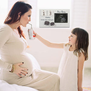 Cadre photo moderne en bois blanc 2026 pour bébé, compte à rebours hebdomadaire, design verrouillable, vitrine murale, décoration intérieure pour la <span class=keywords><strong>grossesse</strong></span> - Product Image 6