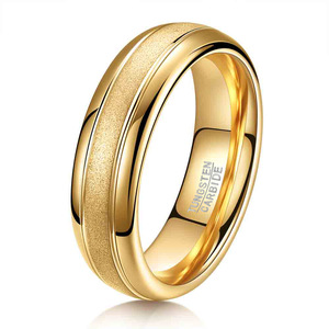 <b>Tungsten</b> Carbide Ring 6mm Frosted Finish Geometric Design Wedding Band Unisex Jewelry - Product Image 4