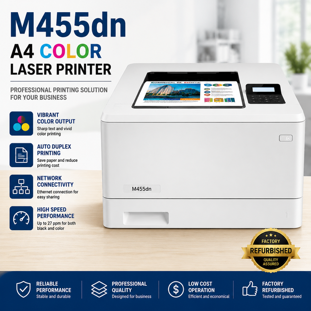 Refurbished M455dn A4 Color Laser Printer Duplex Network Business Office Printer High Speed Printing Machine