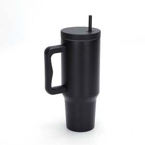 Nouvelle vente chaude 304 acier inoxydable Double paroi isolation bouteille d'eau 40Oz voiture voyage tasse avec poignée paille Logo personnalisé - Product Image 2