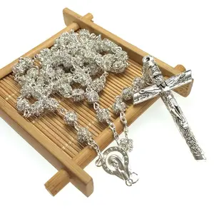 Wedding crystal Blingbling Rhinestone Rosary Catholic rosary Necklace White Zircon Clear Crystals Beads Rosary