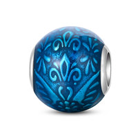 Pendentif en forme de fleur de coquille bleue avec plumes, en argent 925, bijoux tendance pour les occasions d'anniversaire