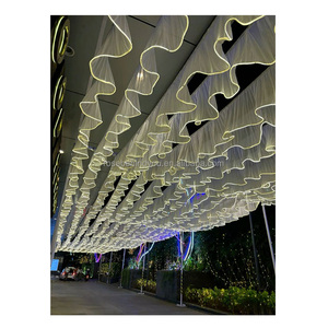 Cortinas de Tela en Forma de S para Decoración de <span class=keywords><strong>Bodas</strong></span> de Fantasía, Cortinas de Gasa con Forma de S, Cortinas Colgantes de Techo con Luces LED - Product Image 3