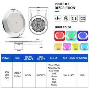 Projecteur LED de <span class=keywords><strong>piscine</strong></span> SS316 25W AC12V IP68 étanche RGBW avec contrôle intelligent par application WiFi, <span class=keywords><strong>ampoule</strong></span> de remplacement PAR56 pour <span class=keywords><strong>piscine</strong></span> enterrée - Product Image 3