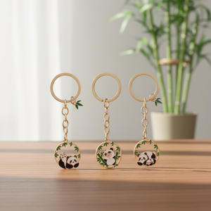 Porte-clés personnalisé en émail Panda, alliage de <span class=keywords><strong>zinc</strong></span>, porte-clés 3D de dessin animé pour la décoration de sac à dos et cadeau - Product Image 3