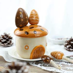 Ensemble de cuillères à mesurer en céramique en forme de maison champignon, cadeau créatif et mignon, <span class=keywords><strong>accessoire</strong></span> de pâtisserie pour la préparation du thé, du café et des gâteaux - Product Image 4