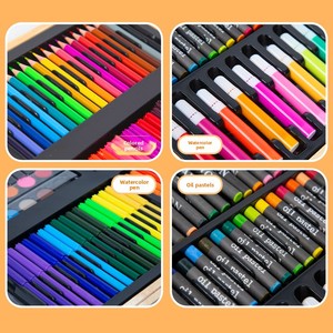 Coffret <span class=keywords><strong>de</strong></span> 180 pièces en bois pour <span class=keywords><strong>dessin</strong></span> et peinture, ensemble <span class=keywords><strong>de</strong></span> stylos, cadeau pour la Journée des enfants, crayons d'eau et crayons <span class=keywords><strong>de</strong></span> cire pour élèves du primaire, matériel artistique - Product Image 2